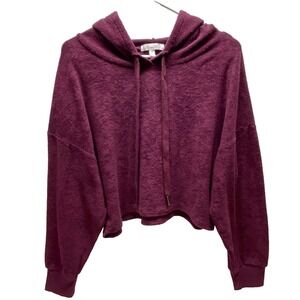 Active USA Cropped Hoodie Women's Medium Maroon Soft French Terry Activewear Top